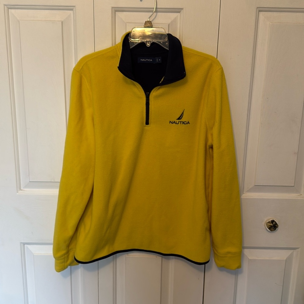 Nautica Men’s Sz M Yellow 1/4 Zip Fleece Pullover GUC B1015